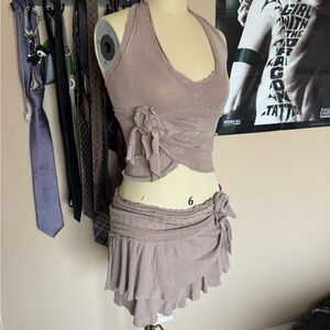 Handmade Elegant Taupe Knit Set